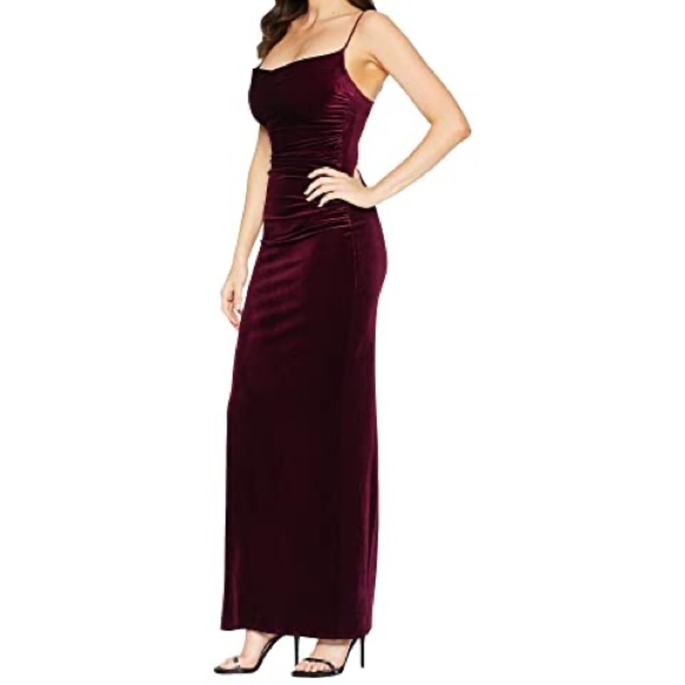 Laundry Shelli Segal Ruched Velvet Gown Slip Dress